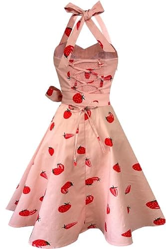 Topdress Women'sVintage Polka Audrey Dress 1950s Halter Retro Cocktail Dress thumbnail 5