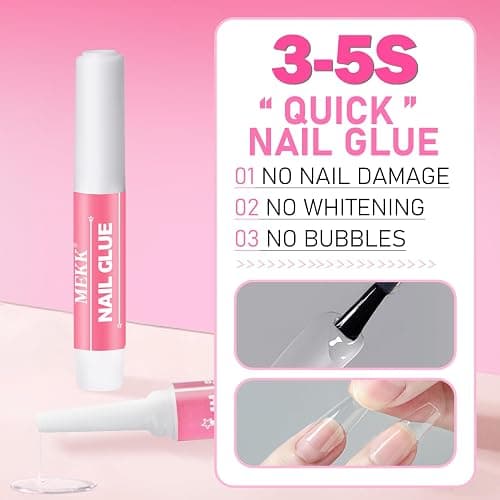 MEKK Nail Glue,Super Strong Nail Glue for Press Ons,Acrylic Nails,Nail Tips | 2g X 12Pcs,4 Weeks Long-Lasting,3-5s Quick Air Dry,Safe Formula,Professional Nail Glue for Home DIY & Salon Use,Nail Supplies thumbnail 3