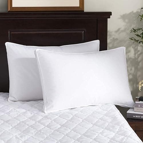 puredown® Goose Feather Down Pillows, Soft Gusseted Bed Pillows for Sleeping with 100% Cotton Shell, Set of 2, King Size thumbnail 4