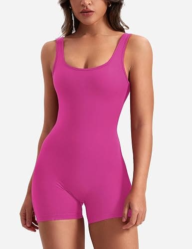 YEOREO One Piece Workout Jumpsuits for Women Backless Tummy Control Sleeveless Jumpsuits Lizvette V Back Scrunch Yoga Romper thumbnail 2