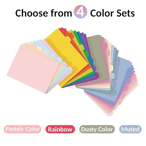 Sooez 8 Tabs Long-Lasting Plastic Write & Erase Large Tabs Dividers for 3 Ring Binder, Aesthetic Cute Pastels Binder Dividers for Student, Teacher, Office, Home Organizers, 1 Set, Pastels Color thumbnail 3