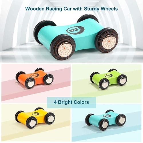 TOP BRIGHT Kugelbahn Autorennbahn aus Holz mit 5 Autos - Kinderspielzeug Geschenke für Kinder, Baby Spielzeug ab 1 Jahr Jungen und Mädchen thumbnail 6