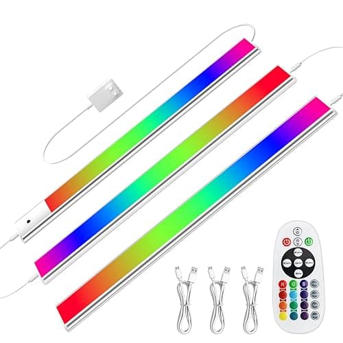 Diomart RGB Under Cabinet Lights with Remote, Dimmable Plug-in/Hardwired LED Light Bar for Kitchen Counter, 12 Inch, 3 Pack | Multi-Color Modes for Desk, Closet - Image 1