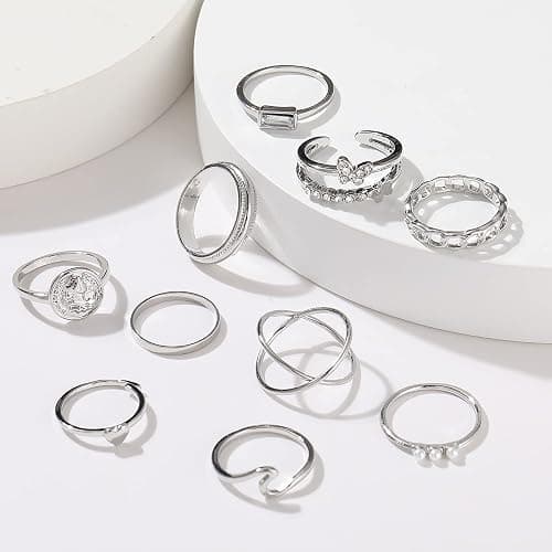 iF YOU 30 Pcs Gold Knuckle Rings Set for Women, Vintage Stackable Cute Finger Midi Rings, Fashion Simple Silver Rings Pack Jewelry for Women Gift thumbnail 7