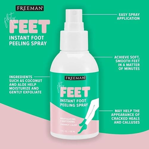 Freeman Flirty Feet Instant Foot Peeling Spray, Exfoliating Foot Mask For Summer, Moisturizing & Smooth Dry, Cracked Heels, Remove Dead Skin Quickly, Cruelty-Free & Vegan, 4 fl.oz./ 118 ml Bottle thumbnail 3
