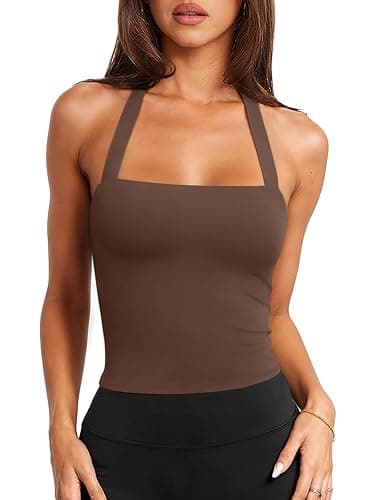 LASLULU Womens Sexy Halter Sports Bra Workout Tops Wirefree Sleeveless Gym Yoga Tank Tops Y2k Casual Crop - Image 1