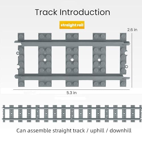 Finger Rock City Train Tracks Building Block Set, 212 Pcs Flexible Rails Train Track Railroad Expansion Accessory Set, Uphill and Downhill, Straight Curved Tracks thumbnail 2