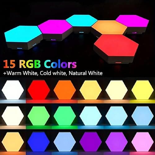 IFTHFOUR 8 Pack Hexagon Light Panels - Smart RGB Hexagon LED Lights Wall Lights with APP & Remote Control Cool Music Sync Gaming Lights for Lving Room, Bedrooms, DIY Lovers, Gifts, Gaming Room, Kids thumbnail 3