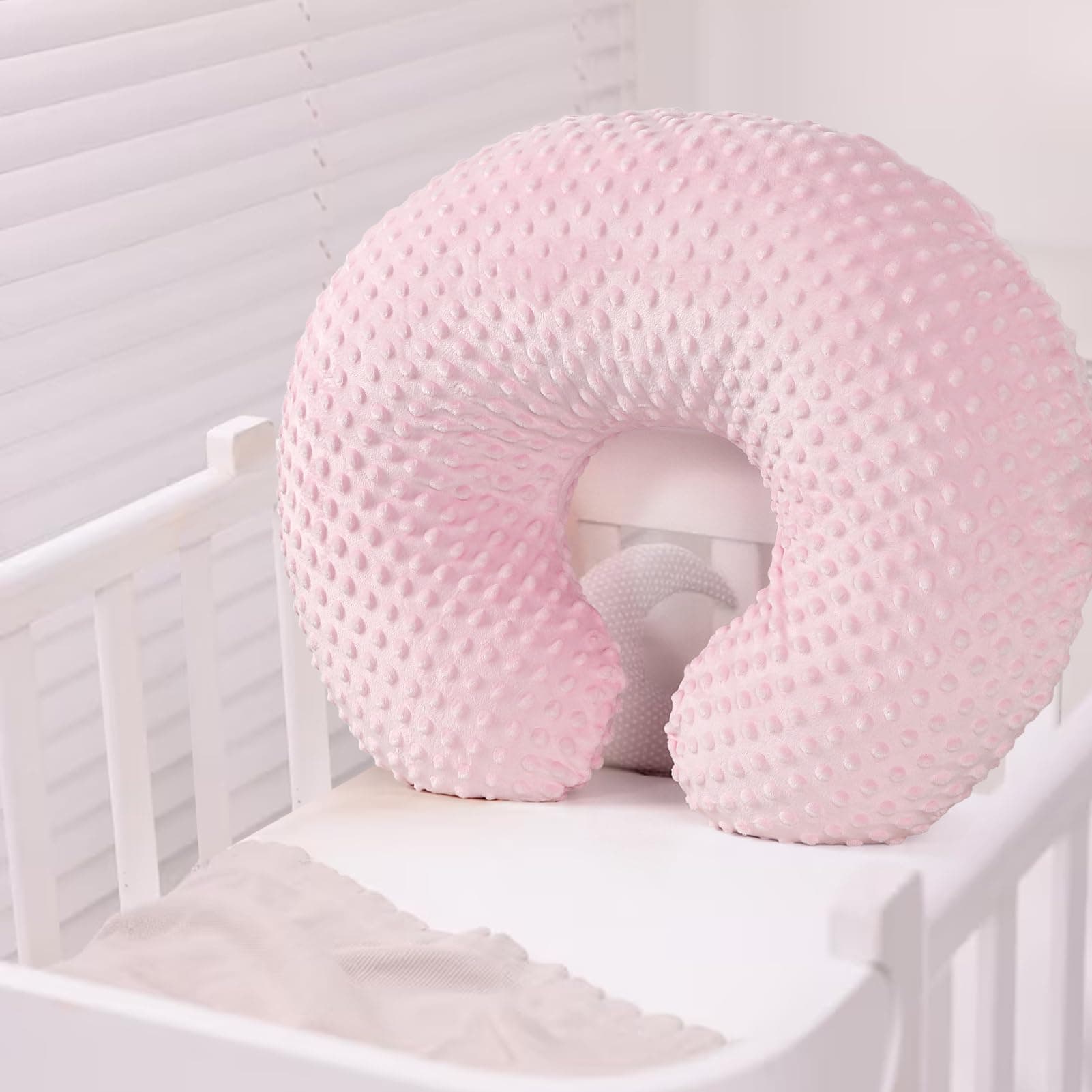 GFU Breastfeeding Pillow for Newborn with Dot Fabric Nursing Cover, Soft Comfortable Nursing Pillow for Breast Feeding and Bottle, Pink thumbnail 6
