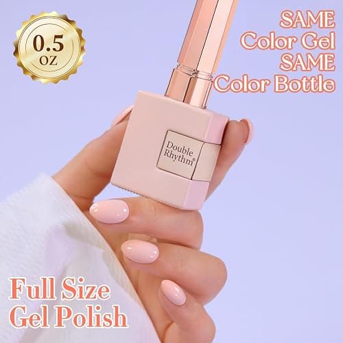 Double Rhythm 0.5 Oz Gel Nail Polish Neutral Natural Same Color Same Bottle Translucent Light Milky Pastel 15ML Manicure French Design Art DIY at Home (Nude Pink-A1515) thumbnail 5
