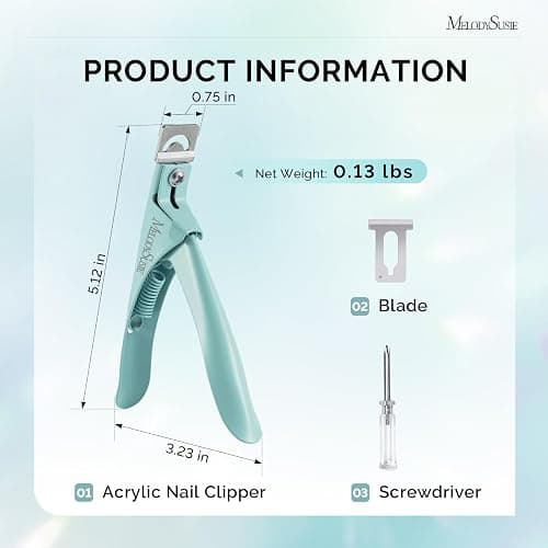 MelodySusie Acrylic Nail Clippers, Professional Nail Clippers Cutters for Acrylic Nails Fake Nail Tips, Adjustable Stainless Nail Trimmer, Manicure Tool for Salon Home Nail Art, Green thumbnail 6