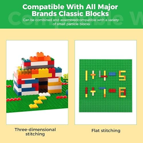 Etarnfly Classic Baseplates Building Plates-10" x 10" Building Boards,100% Compatible with All Major Brands and Activity Table, Creative Platforms Mats for Toy Bricks (Green, 8 Pack) thumbnail 3