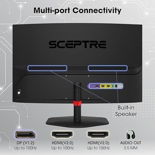 Sceptre New Curved 27-inch Gaming Monitor 1500R 100Hz HDMI X2 DisplayPort 1ms 100% sRGB, Build-in Speakers Machine Black 2025 (C275W-FW100T Series) thumbnail 4