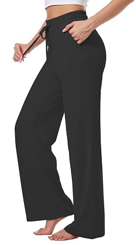 Kivdol 3 Pack Womens Yoga Sweatpants Wide Leg Lounge Pajamas Pants Drawstring Workout Comfy Joggers Sweatpants Pants Pockets thumbnail 7
