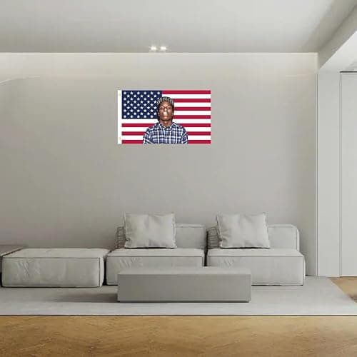 MAGJIUKE Rapper Rocky American Flag Tapestry 3x5 Ft - rap Asap USA Poster for Bedroom Living Room Funny Decor thumbnail 3