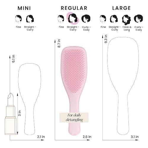 Tangle Teezer Ultimate Detangler Hairbrush - For Wet & Dry Hair - Detangling Brush for All Hair Types - Two-Tiered Teeth Reduce Breakage & Eliminate Knots - Millennial Pink thumbnail 7