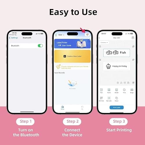 ORGSTA Label Maker, S001 Portable Bluetooth Label Maker Machine with Tape, Thermal Label Printer for Home, Office, School Organization, Wireless Mini Labeler Machine, Pink thumbnail 7