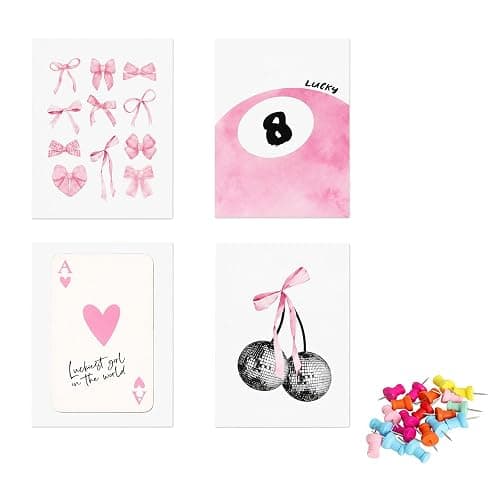 4 Affiches Aesthetic Roses 20x25 cm, Posters Déco pour Chambre de Fille | Toile Résistante, Style Coquette, Motifs Roses Assortis, pour Chambre d’Ado, Mur Photo & Décoration Personnalisée - Image 1