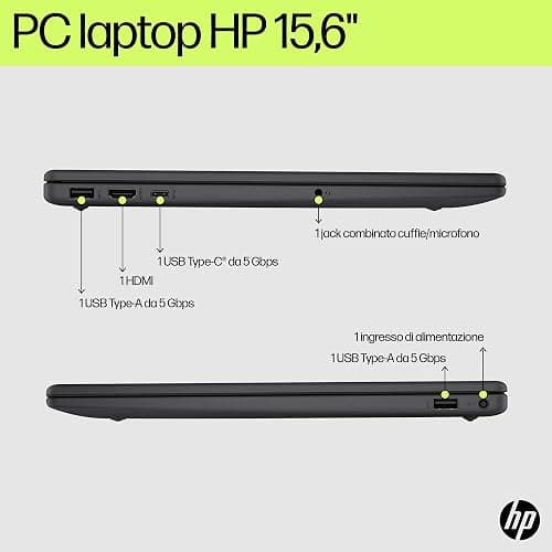 HP Laptop 15-fd0010sl, Intel N100, RAM 8GB DDR4, SSD 128GB UFS, Intel UHD, Display 15.6” HD SVA 250 Nits, Antiriflesso, Ultraslim, 720p TNR Privacy Cam, Windows 11 S, Grigio lavagna thumbnail 4
