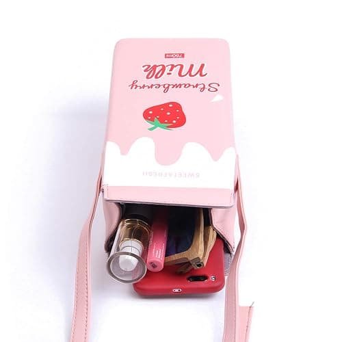 LUI SUI Girls Fruits Banana Strawberry Milk Box Cross Body Purse Bag Women Phone Wallet Shoulder Bags thumbnail 2