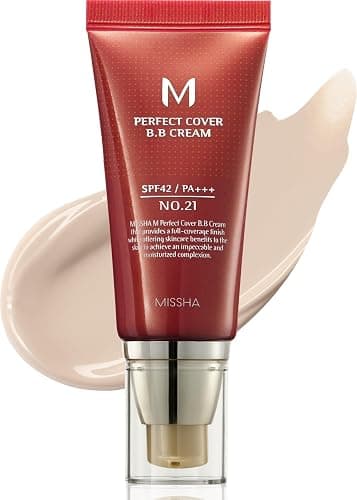 MISSHA M Perfect Cover BB Cream No.21 Light Beige - Light with Cool Undertone SPF 42 PA +++1.69 Fl Oz - Tinted Moisturizer for face with SPF - Image 1