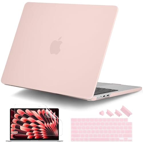 DONGKE Compatible with M4 MacBook Air 15 Inch Case 2025 2024 2023 A3241 A3114 A2941 M3 M2 with Liquid Retina Display & Touch ID, Protective Plastic Hard Shell Cover 15" - Matte Chalk Pink - Image 1
