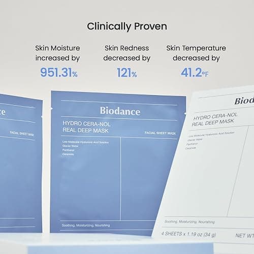 BIODANCE Hydro Cera-nol Real Deep Mask, Overnight Hydrogel Mask, Hydrating Facial Mask For Sensitive Skin, Redness Reducing & Quick Soothing Effect, 1.19oz(34g) x 4ea thumbnail 6