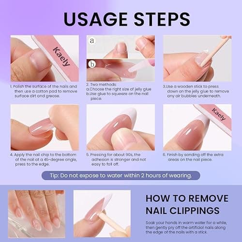 XZMeiLun French Gold Pearl White Flower Press on Nails, Short Round Acrylic Fake Nails Design, Natural Reusable Nails Kit for Women DIY False Nail Art Decoration Gift, Salon Quality Reusable 24 Pcs thumbnail 6