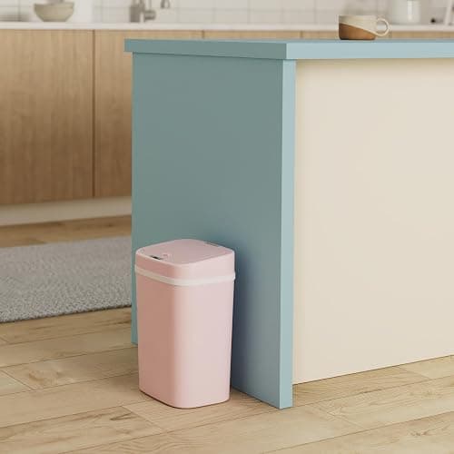 Ninestars DZT-12-5PK Bedroom or Bathroom Automatic Touchless Infrared Motion Sensor Trash Can, 3 Gal 12 L, ABS Plastic (Rectangular, Pink) Trashcan thumbnail 5