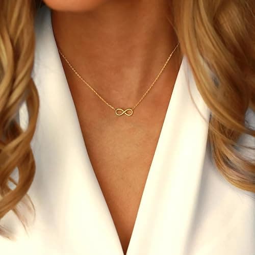 LLWOM Gold Necklace for Women-14k Gold Plated Infinity Necklace Star Of David Necklace Evil Eye Cross Pendants Heart Dainty Gold Necklace For Women thumbnail 2