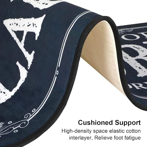 ROMAMIGO Non Slip Laundry Runner Rug - Farmhouse Kitchen Floor Mat for Mudroom and Bathroom - Black, 20 X 47 Inches thumbnail 6