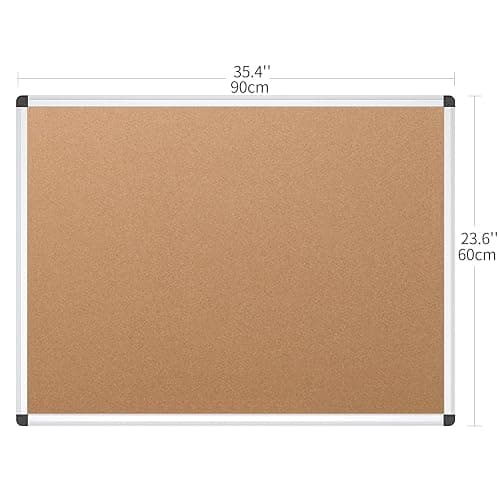 VIZ-PRO Cork Notice Board, 36 X 24 Inches, Silver Aluminium Frame thumbnail 3