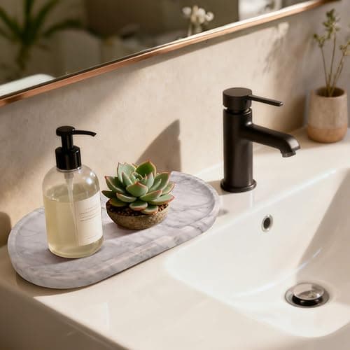 YKAJO Marble Tray 11.6"x5.9" White Gray Vanity Decorative for Countertop Catchall for Perfume Candles Jewelry Dish Perfume Trays for Vanity Bathroom Decorative Tray for Kitchen Counter thumbnail 7