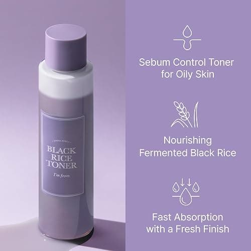 I'm from Black Rice Toner for Oily Skin, Sebum Control Toner, Lightweight, Niacinamide, Panthenol, Fragrance Free, Korean Skin Care, 150ml, 5.07 fl.oz thumbnail 2