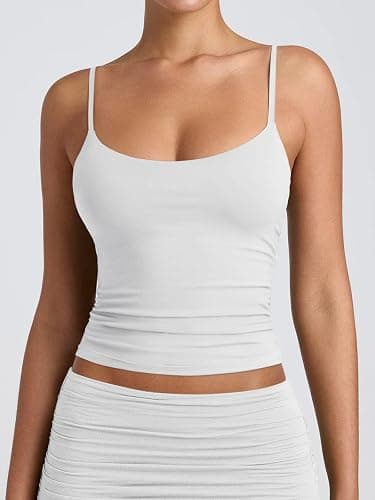 PINKMSTYLE Women's Basic Double Lined Scoop Neck Tank Tops Adjustable Cami Tank Summer Sleeveless Tops thumbnail 3