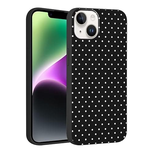 Foonary Polka Dot Phone Case for iPhone 14 Cute Fashion Pattern Case 6.1", Aesthetic Trendy Stylish Design Women Girly Cover Camera Protective Gloss Soft Slim Silicone Shockproof TPU Funda, Black - Image 1
