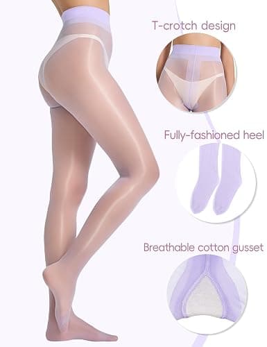 LABELLA Multicolor 15D Shiny Tights Ultra Sheer Stylish Pantyhose with Silky Smooth & Nude-Invisible Feel thumbnail 4