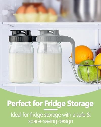 32oz Glass Pitcher with Lid & V-shaped Pour Spout - 1 Quart Breastmilk Pitcher Double Leak Proof, Creamer Container for Sun Tea, Juice, Cold Brew Coffee, Breastmilk Storage Container thumbnail 5