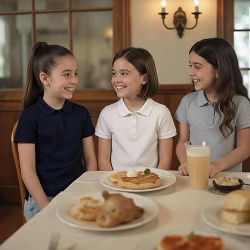 INGEAR Girls Short Sleeve Polo Shirt 2-Pack - School Uniform, Casual Wear, Moisture-Wicking, Breathable, Sizes 4-16 thumbnail 3