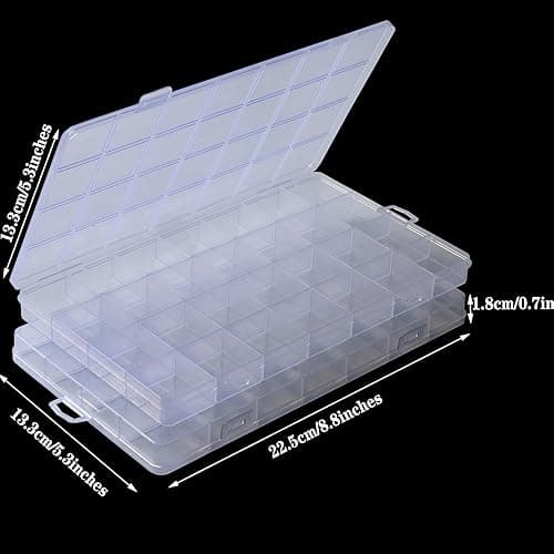 QYING 2Packs 28 Grids Plastic Organizer Box,Clear Beads Organizers Storage Box with Fixed Dividers,Acrylic Organizers Box for Jewelry,Beads,Earrings, Art DIY, Craft - WHITE TWO thumbnail 3