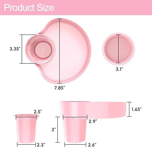 OMYPOTT 2PCS Kids Car Seat Tray, Travel Trays for Kids with Car Cup Holder, Toddlers Road Trip Essential, Travel Snacks Food Plate for Stroller, Boosters, and Anywhere with a Cup Holder Tray-Pink thumbnail 2