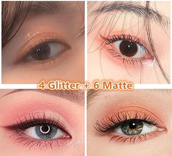 Go Ho 10 Colors Eyeshadow Palette,Matte&Glitter&Shimmer Eyeshadow Korean Makeup,Long Lasting Blendable Shades,Naturing-Looking,Waterproof Cool Eye Shadow Makeup Palette,01 - 01 Colors Peach Style thumbnail 5