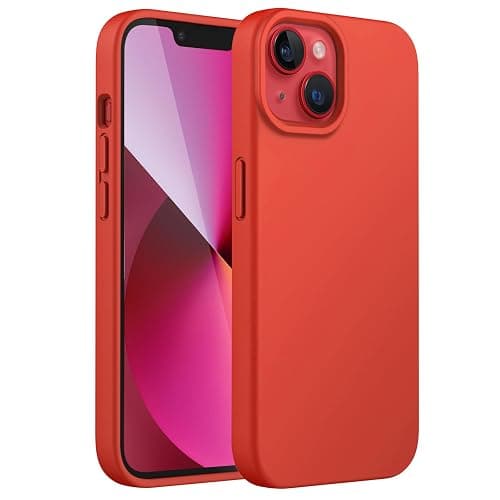JETech Silicone Case for iPhone 13 6.1-Inch, Silky-Soft Touch Full-Body Protective Phone Case, Shockproof Cover with Microfiber Lining (Orange Red) - Image 1