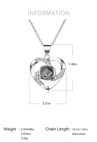 AVINVAN Photo Necklace 925 Sterling Silver Personalised Projection Necklace with Picture Inside Charm Customised Jewellery Heart Present for Women Mum Girls Wife Birthday thumbnail 7