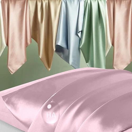 Silk Pillowcase for Hair and Skin, Mulberry Silk Pillow Cases Standard Size, Anti Acne Cooling Sleep Both Sides Natural Silk Satin Pillow Covers with Hidden Zipper, Gifts for Women Men, Light Pink - Light Pink - Standard - 20×26 Inch thumbnail 2