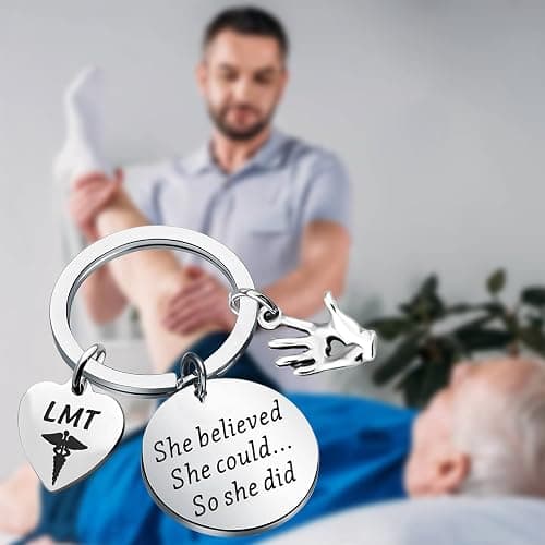ENSIANTH LMT Licensed Massage Therapist Keychain 'She Believed She Could So She Did' Medical Graduation Gift thumbnail 3