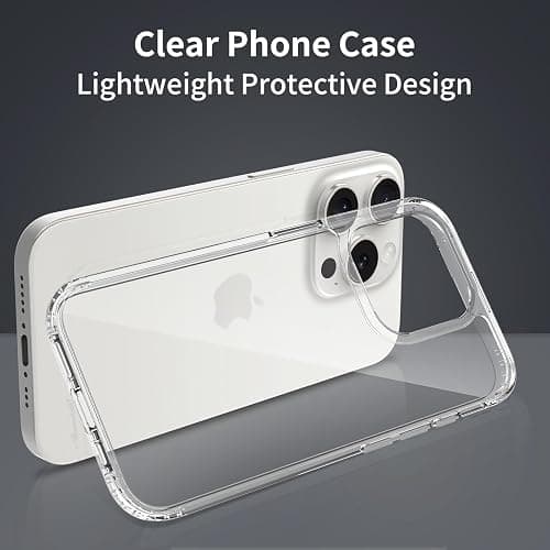 XNXA for iPhone 15 Pro Case Clear, Anti-Yellowing 6.1 Inches Slim Fit Heavy Duty Protection Wireless Charging Compatible Lightweight TPU and PC Shockproof Anti-Slip Transparent Protective Phone Cover thumbnail 7
