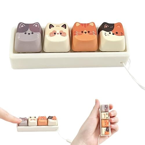 Cute Cat Keyboard Fidget Toy,Crisp Sound,Stress Relief Fidget Clicker Keychain,Creative Keycap Button, for Adults at Work, Travel, Home – Anxiety Relief & Focus Boost (Cat) - Image 1