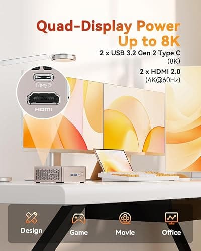 GEEKOM A5 Mini PC with AMD Ryzen 5 7430U, 3-Year Coverage, 16GB RAM(Upgradable, Not LPDDR)&512GB M.2 NVMe SSD, Windows 11 Pro Desktop Computer Support 8K/Wi-Fi 6/BT 5.2/USB 3.2/SD Slot/6x USB thumbnail 7
