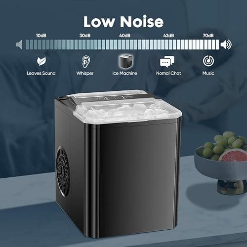 Sweetcrispy Countertop Ice Maker, Portable Ice Machine Self-Cleaning, 9 Cubes in 6 Mins, 26 lbs/24Hrs, 2 Sizes of Bullet Ice for Home Party Office,Elegant Black thumbnail 3